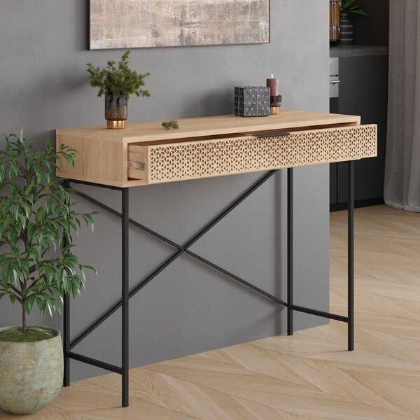 Pomoćni stol u dekoru hrasta u prirodnoj boji 35.5x110 cm Ecrin – Marckeric