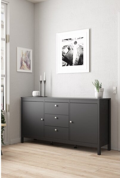 Crna niska komoda 152x80 cm Madrid – Tvilum