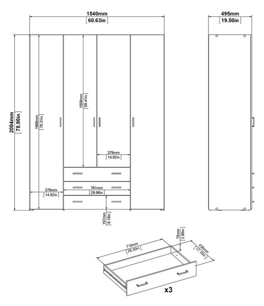 Bijeli ormar 154x200 cm Space – Tvilum