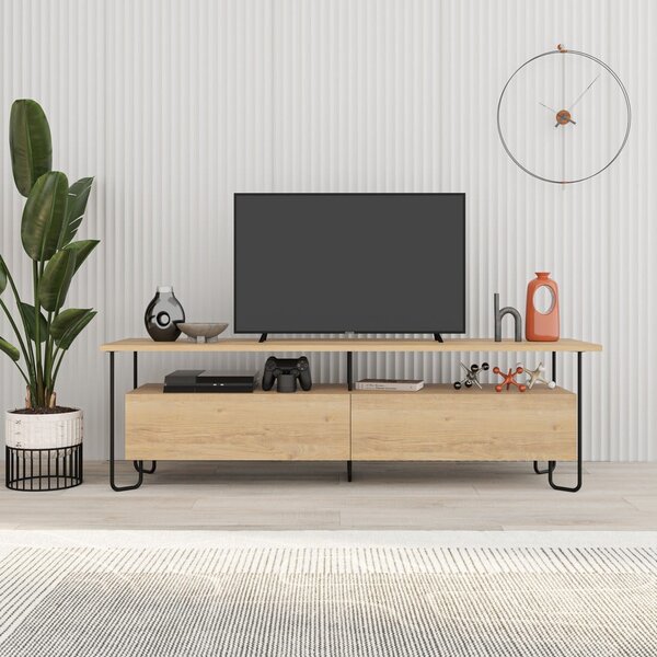 TV komoda u dekoru hrasta u prirodnoj boji 150x45 cm Dilly – Marckeric