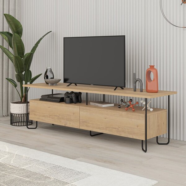TV komoda u dekoru hrasta u prirodnoj boji 150x45 cm Dilly – Marckeric