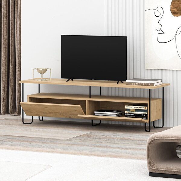 TV komoda u dekoru hrasta u prirodnoj boji 150x45 cm Dilly – Marckeric