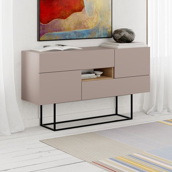 Siva/bež niska komoda 145x82 cm Titan – Marckeric