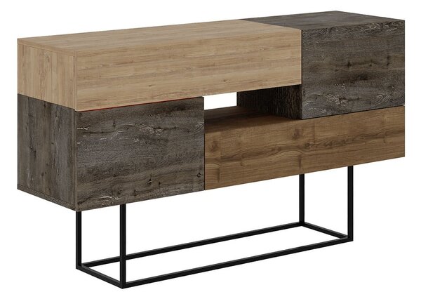 Smeđa/u prirodnoj boji niska komoda u dekoru hrasta 145x82 cm Titan – Marckeric