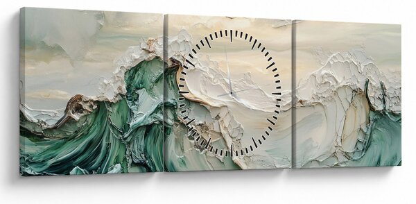 Slika - 3D morska apstrakcija (sa satom) (90x30 cm)