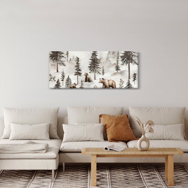 Slika - Šuma s medvjedima (120x50 cm)