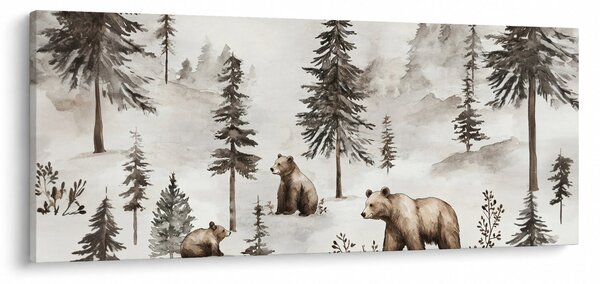 Slika - Šuma s medvjedima (120x50 cm)