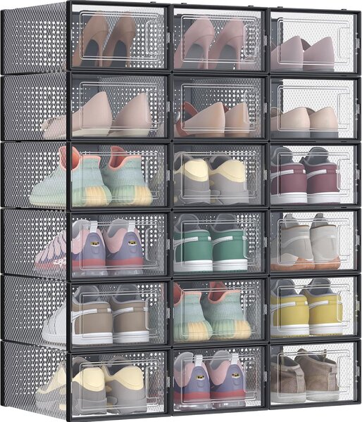 Organizator za cipele MARI, 18 kutija, prozirni/crni SongmicsHome