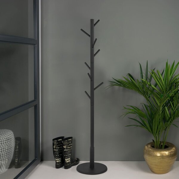 Crna vješalica od masivnog kaučuka ø 36x170 cm Bro – Spinder Design