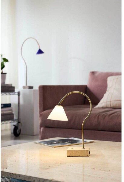 Prijenosna stolna lampa Question, mesing/opal - Halo Design