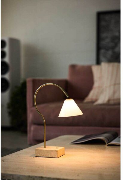 Prijenosna stolna lampa Question, mesing/opal - Halo Design