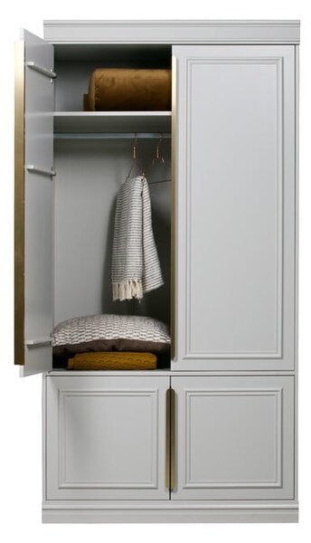 Svijetlo sivi ormar od masivnog bora 110x215x62 cm Organize – WOOOD