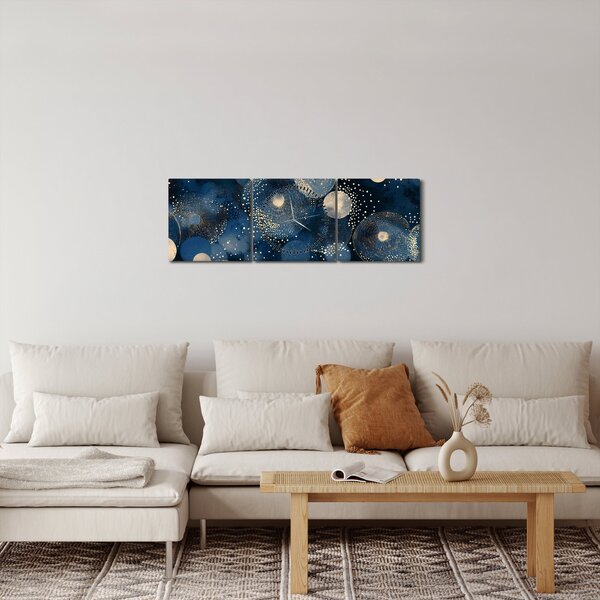 Slika - Plavo-zlatni prsteni (sa satom) (90x30 cm)