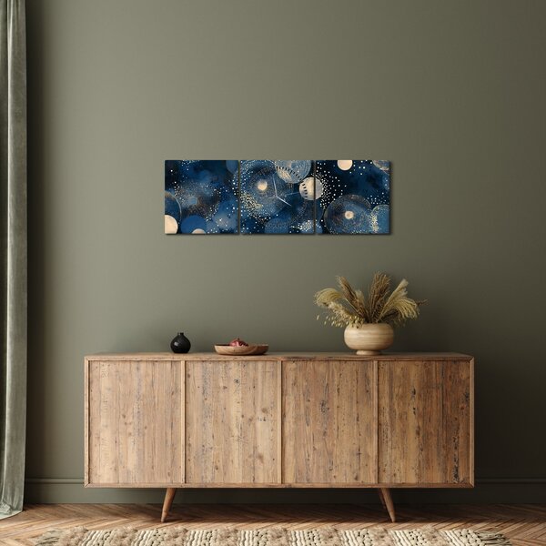 Slika - Plavo-zlatni prsteni (sa satom) (90x30 cm)
