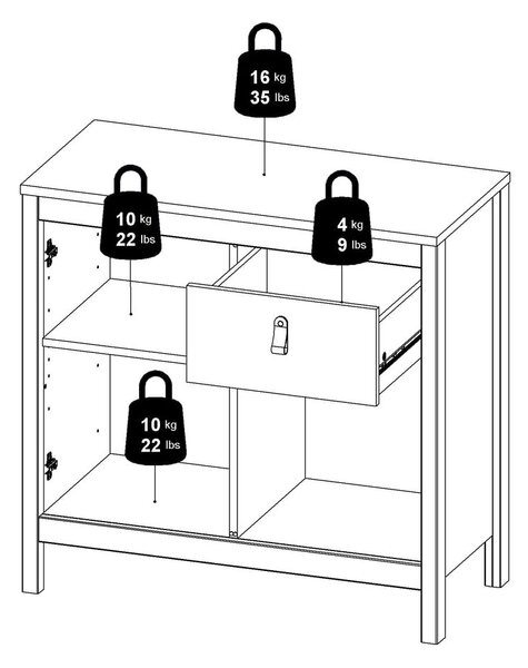 Crna niska komoda 82x80 cm Madrid – Tvilum