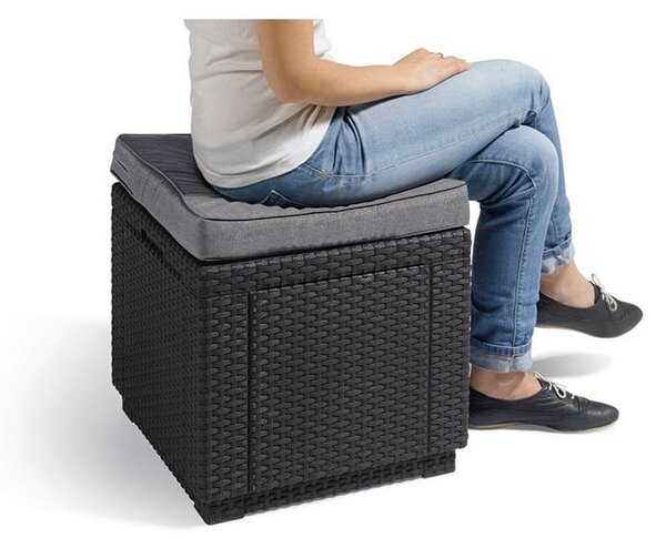 Tamno sivi vrtni tabure Cube – Keter