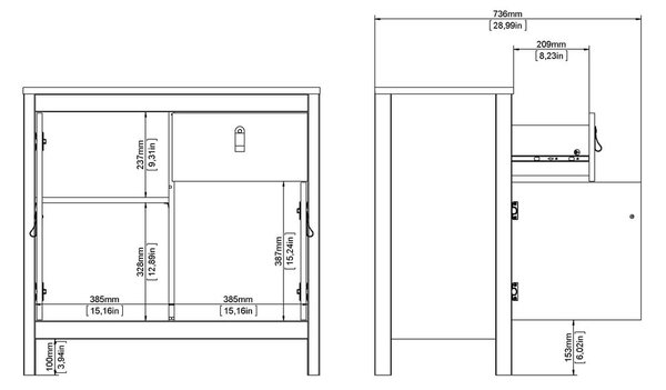 Crna niska komoda 82x80 cm Madrid – Tvilum