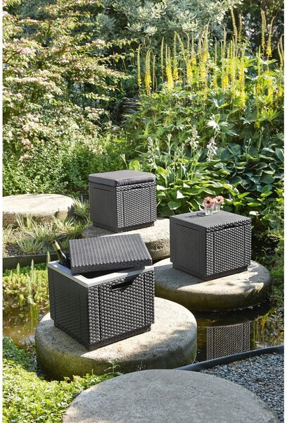 Tamno sivi vrtni tabure Cube – Keter