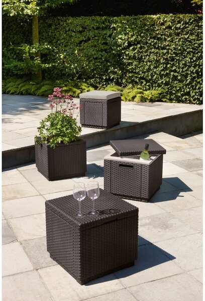 Tamno sivi vrtni tabure Cube – Keter