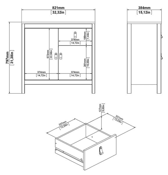 Crna niska komoda 82x80 cm Madrid – Tvilum