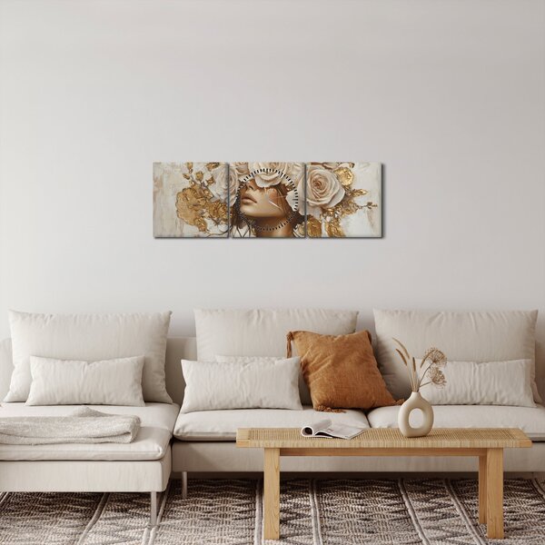 Slika - Djevojka s ružama (sa satom) (90x30 cm)