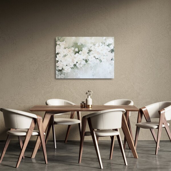 Staklena slika - Apstrakcija bijelog cvijeća (70x50 cm)