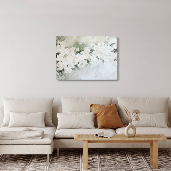 Staklena slika - Apstrakcija bijelog cvijeća (70x50 cm)