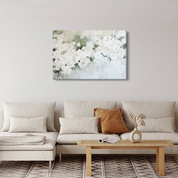 Slika - Apstrakcija bijelog cvijeća (90x60 cm)
