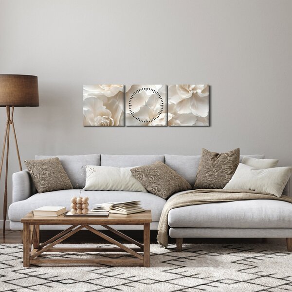 Slika - Nježne božure (sa satom) (90x30 cm)