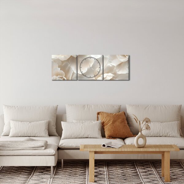 Slika - Nježne božure (sa satom) (90x30 cm)