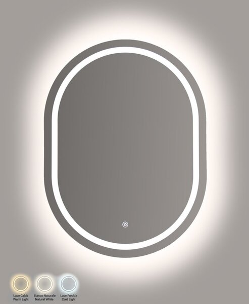 Zidno ogledalo LED Simple Oval