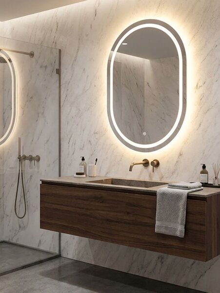 Zidno ogledalo LED Simple Oval