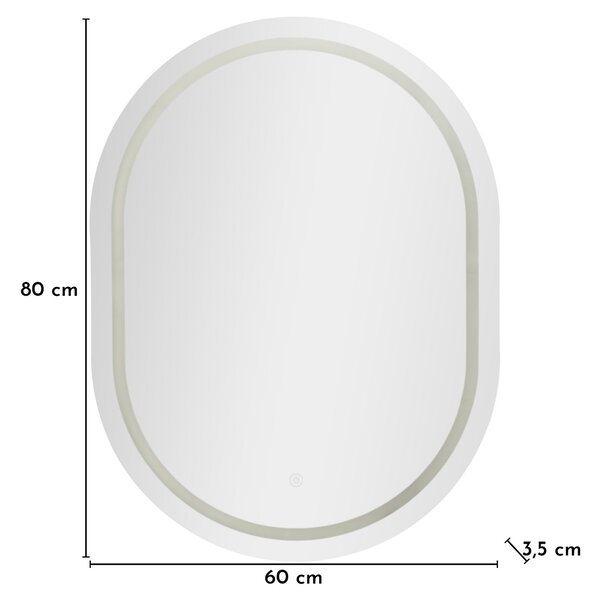Zidno ogledalo LED Simple Oval