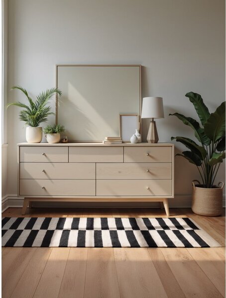 Crno-bijeli obostrani/ručno rađen vuneni tepih 80x150 cm Donna – Hanse Home