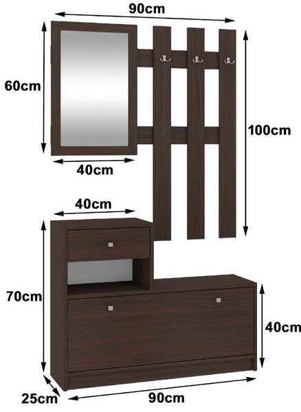 Zondo.hr Set za predsoblje Zariel (wenge). Akcija -21%. 1068549