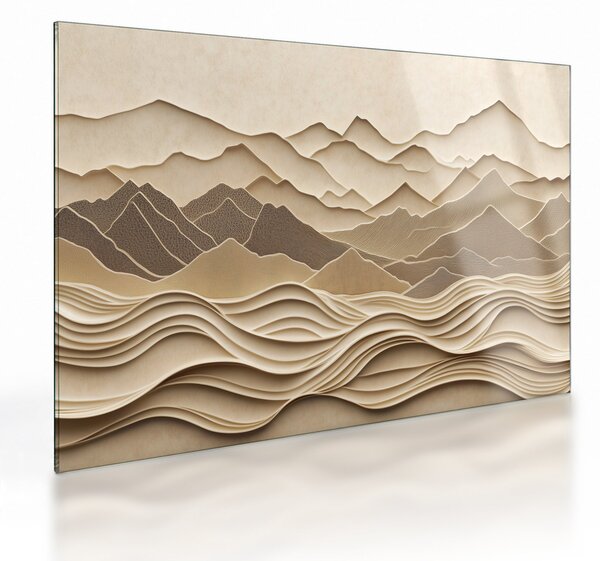 Staklena slika - 3D linije planina (70x50 cm)