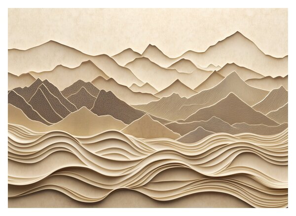 Staklena slika - 3D linije planina (70x50 cm)