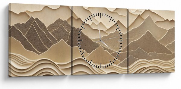 Slika - 3D linije planina (sa satom) (90x30 cm)