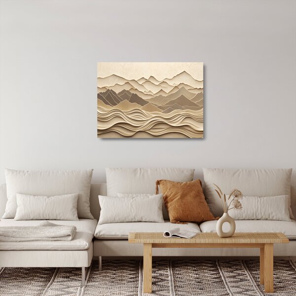 Staklena slika - 3D linije planina (70x50 cm)
