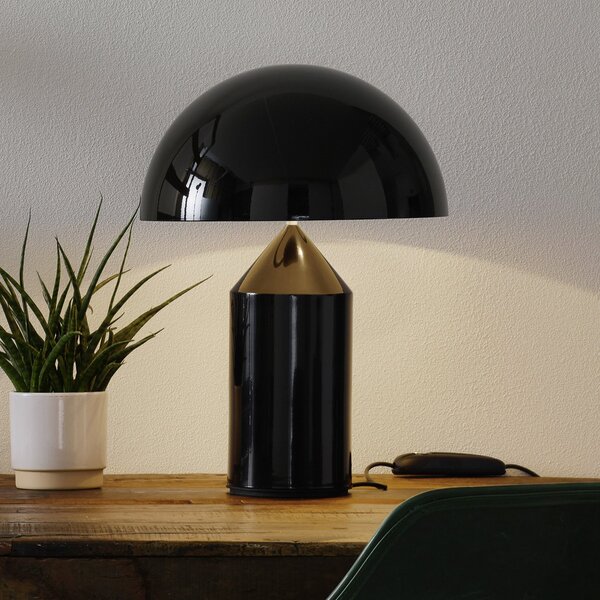 Oluce Atollo stolna lampa, prigušiva, Ø38cm, crna, prigušiva, Crno, Dnevni boravak/blagovaonica, Aluminij