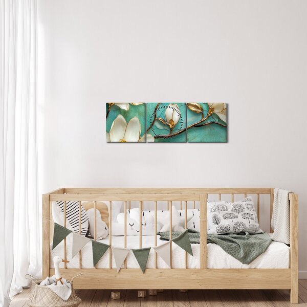 Slika - 3D magnolije (sa satom) (90x30 cm)
