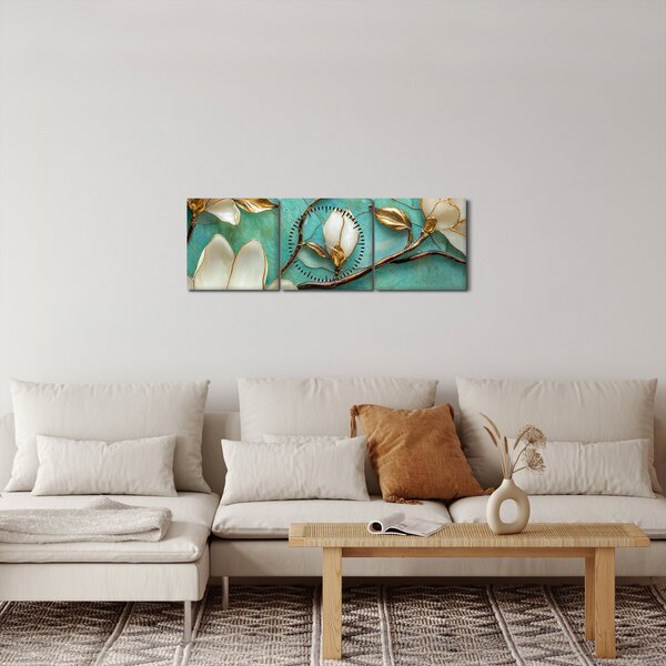 Slika - 3D magnolije (sa satom) (90x30 cm)
