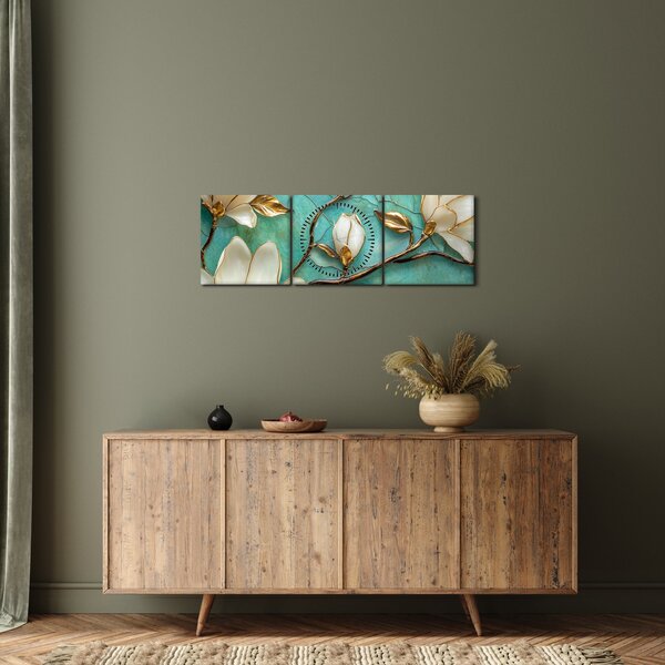 Slika - 3D magnolije (sa satom) (90x30 cm)