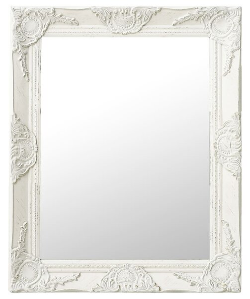 VidaXL Zidno ogledalo u baroknom stilu 50 x 60 cm bijelo