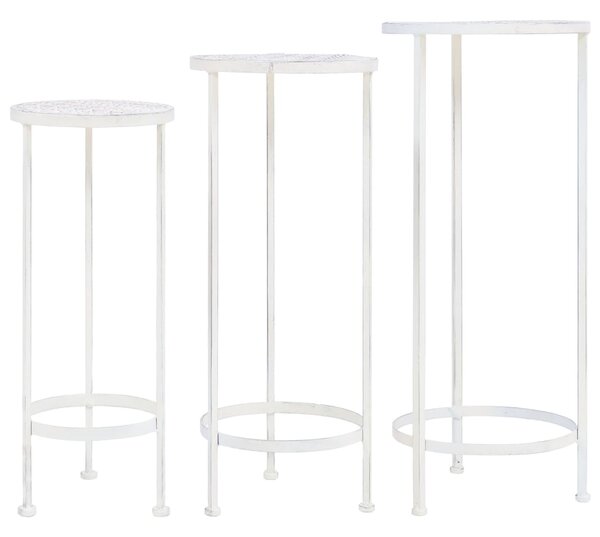 VidaXL 3-dijelni set stalaka za biljke od metala antikni bijeli