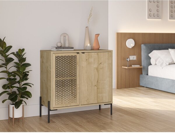 Niska komoda u dekoru hrasta u prirodnoj boji 80x80 cm Inca – Marckeric