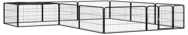 VidaXL Ograda za pse s 12 panela crna 100 x 50 cm čelik obložen prahom