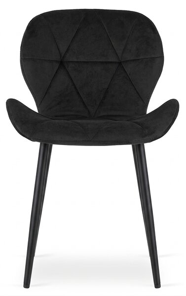 Blagovaonska stolica MANGO VELVET s crnim nogama, crna