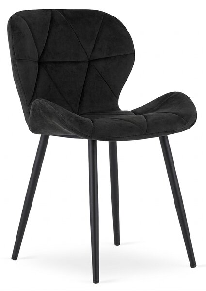 Blagovaonska stolica MANGO VELVET s crnim nogama, crna