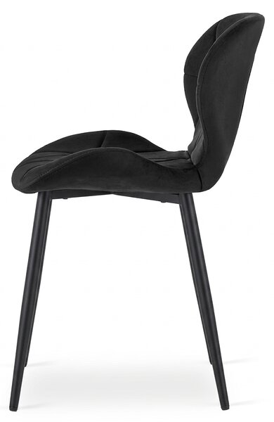 Blagovaonska stolica MANGO VELVET s crnim nogama, crna